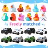 24 Pcs Rubber Ducks for Jeeps, 3.5 Inch Rubber Cars for Ducking Suitable for 2 Inch Ducks, 12 Ducks Assortment with 12 Cars, Baby Bath Toy Valentines Day Gifts for Kids Party Favors view 2