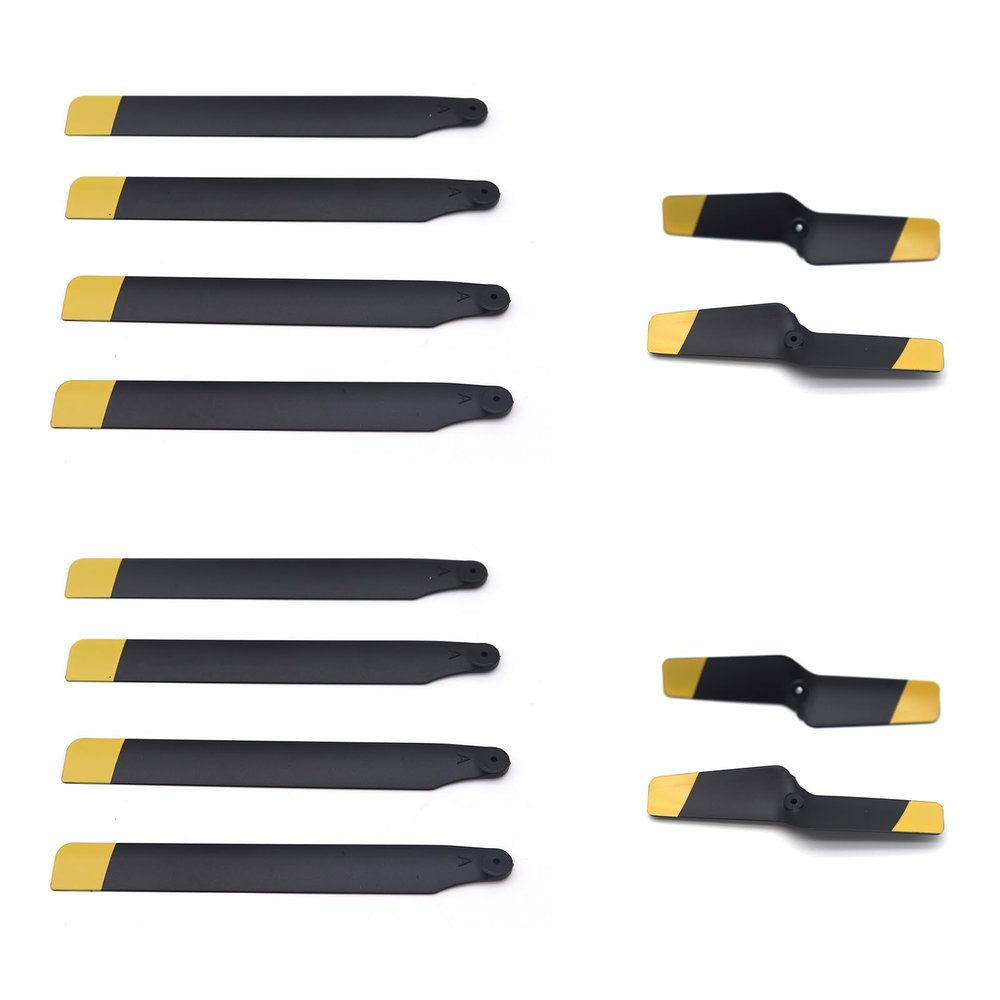 Zeyoking 2 Sets Main Blade, Tail Rotor for RC ERA C159 C187 C186 RC Helicopter (Black Yellow)