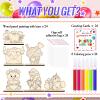 24 Pack Valentine's Day Painting Gifts Set Wooden Art Painting Craft with Mini Watercolor Pencil Valentine's Day Cards and Packaging Bag DIY Valentines Crafts for School Classroom Exchange Party Gifts view 2