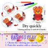 24 Pack Valentine's Day Painting Gifts Set Wooden Art Painting Craft with Mini Watercolor Pencil Valentine's Day Cards and Packaging Bag DIY Valentines Crafts for School Classroom Exchange Party Gifts view 3
