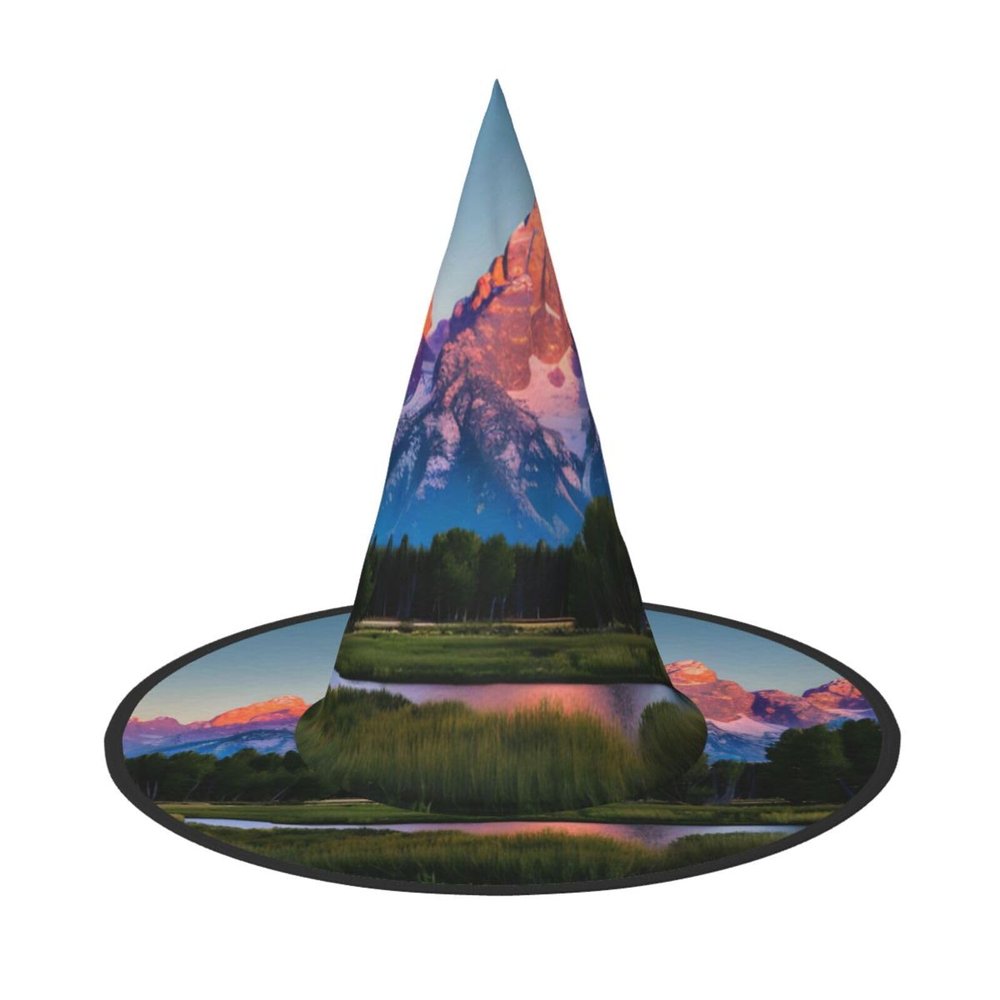 JIPOFD grand teton national park Halloween Witch Costume Accessory Pointed Cap Witch Hat Foldable Halloween Hats 2 pieces