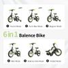 EOOWOY Balance Bike with Push Handle for Kids 18-60 Months, 6 in 1 Foldable Push Bike with Training Wheels & Pedals, Balance Bicycle for Boys and Girls with Brakes & Kickstand, Green view 3