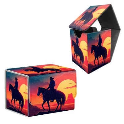ETLKJVBL for MTG Card Storage Solution, Sunset Cowboy for Commander Decks, High Capacity Anime Card Sleeves for Mtg Deck Box Set of 2