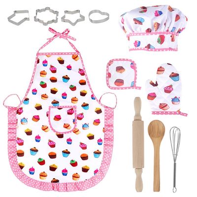 Chef Set for Kids,Kids Baking Sets,Kids Apron and Chef Hat Set,Kids Basic Cooking and Baking Sets,Cute Kids Cooking and Baking Set Keep Cloth Clean Chef Costume Set for Home Ktichen Cooking Baking