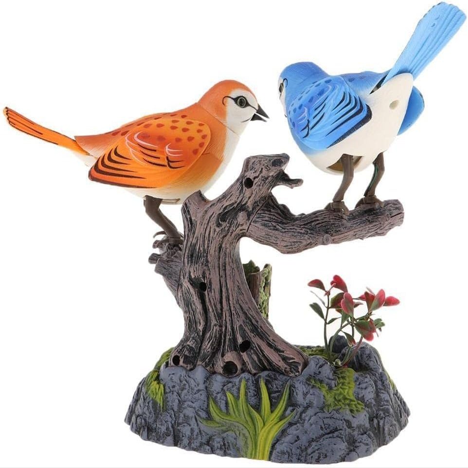 pistro Chirping Bird Sound Activated Toy with Moving Simulation Birds for Kids Electric Toys Home Office Desk Decoration