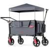EVER ADVANCED Wagon Stroller for 2 Kids, Compact One-Step Fold Stroller Wagon with Adjustable Push/Pull Handles, Folding Wagon for Travel, Park & Beach, Includes Removable UV Canopy, Grey view 1