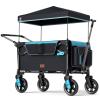EVER ADVANCED Wagon Stroller for 2 Kids, Compact One-Step Fold Stroller Wagon with Adjustable Push/Pull Handles, Folding Wagon for Travel, Park & Beach, Includes Removable UV Canopy, Blue view 1