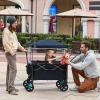 EVER ADVANCED Wagon Stroller for 2 Kids, Compact One-Step Fold Stroller Wagon with Adjustable Push/Pull Handles, Folding Wagon for Travel, Park & Beach, Includes Removable UV Canopy, Blue view 4