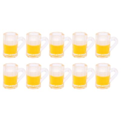 10pcs Miniature 1:12 Scale Dollhouse Beer Mug Miniature Decorative Accessory for Doll House Decoration, Bar Beer Cup Toy Decoration Accessory for Dollhouse (Hexagonal Cup with