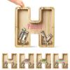 Bemaystar Personalized Name Letter Customized Piggy Bank - Wooden Money Bank for Kids, Boys or Girls - Birthday Gift view 1