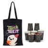 ATFUNSHOP Halloween Paper Cups Black Spider and Halloween Tote Bag Ghost Pattern view 1