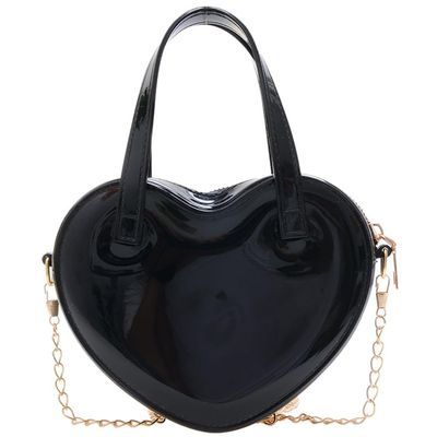 Girls Novelty Mini Heart-Shaped Purse Chain Purse Shoulder Crossbody Bags Tote Handbag Travel Wallet for Kids Gift (Black)