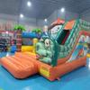 Commercial Grade Inflatable Dinosaur Bounce House with Slide and Obstacles, Multicolor Inflatable Bouncer Castle with Air Blower view 2