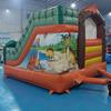 Commercial Grade Inflatable Dinosaur Bounce House with Slide and Obstacles, Multicolor Inflatable Bouncer Castle with Air Blower view 3