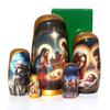 KaleaBoutique Collectible Long Lasting Christmas Nativity Russian Style 5 Piece Nesting Dolls Gift Set Martyoshka Doll - Impressionism Style, 5.75 Inches Tall - Includes Glossy Gift Box. view 1