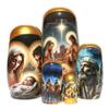 KaleaBoutique Collectible Long Lasting Christmas Nativity Russian Style 5 Piece Nesting Dolls Gift Set Martyoshka Doll - Impressionism Style, 5.75 Inches Tall - Includes Glossy Gift Box. view 2