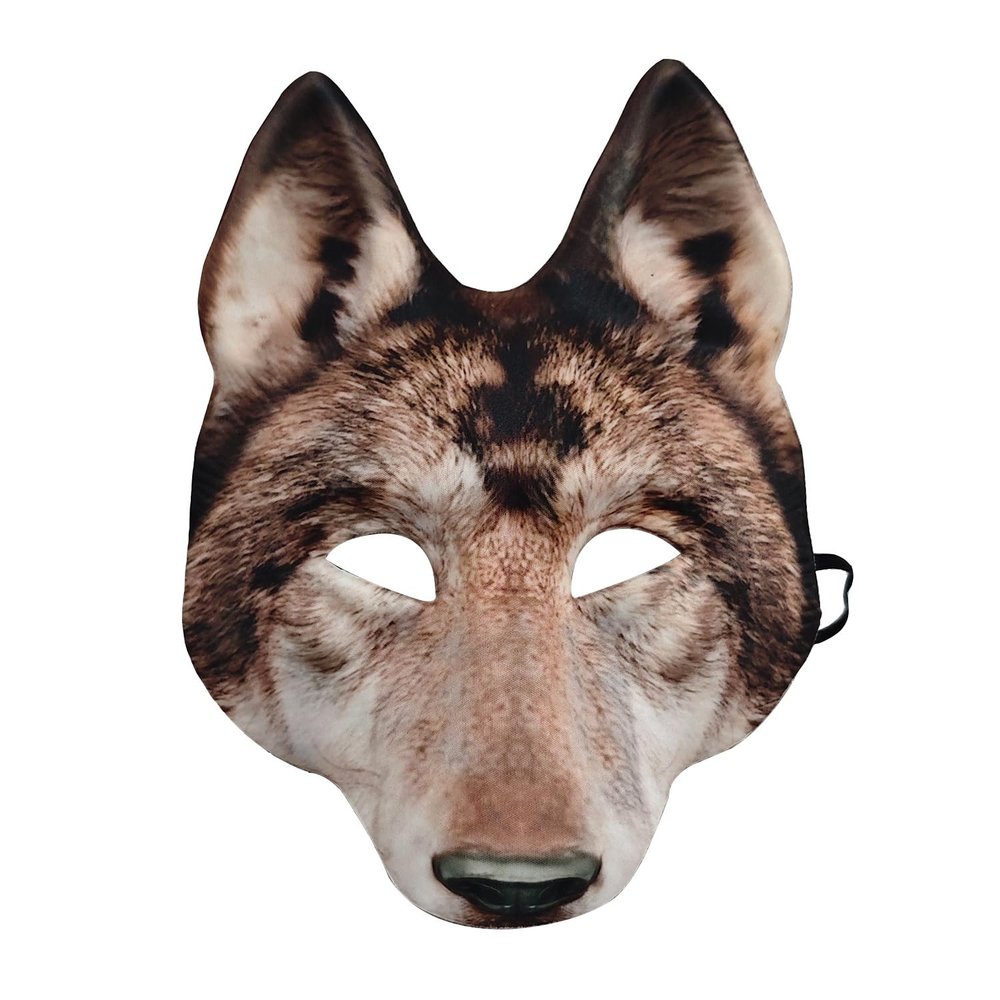 1Pcs Wolf Mask Halloween Half Face Wolf Mask Masquerade Masks for Halloween Christmas Carnival Cosplay Costume Accessories (Brown)