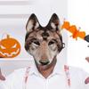 1Pcs Wolf Mask Halloween Half Face Wolf Mask Masquerade Masks for Halloween Christmas Carnival Cosplay Costume Accessories (Brown) view 3
