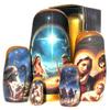 KaleaBoutique Christmas Nativity 5 Piece Russian Style Nesting Dolls Gift, Traditional Wooden Stacking Doll in Doll Set - Realism Style, 5.75 Inches Tall - Includes Glossy Gift Box view 1