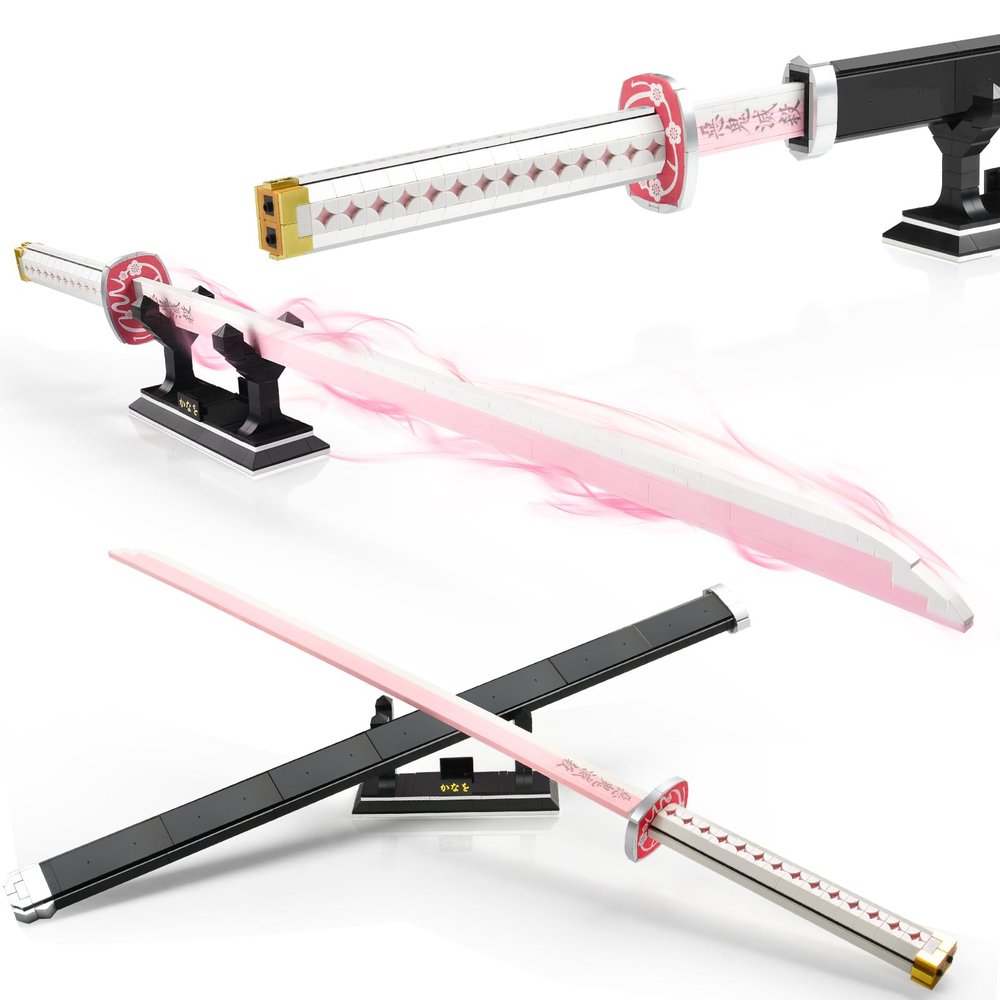 39inch Demon Sword Building Sets, Tsuyuri Kanao Swords Set with Scabbard and Stand, Demon Katana Building Blocks Anime Sword Sets for Adults and Anime Fans (706PCS)