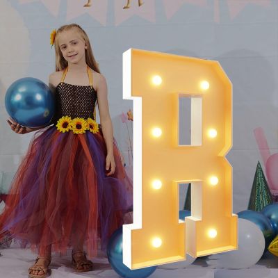 2.3Ft/70cm Tall Light Up Letters R Birthday Decoration Pre-cut Frame Foam Cardboard Kit Large Mosaic Letters for Wedding Baby Shower Party Decor