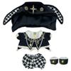niannyyhouse Hat Coat Plaid Pants Shoes 10cm 15cm 20cm Plush Doll Black Golden Outfit Dress Up Accessories (Black-15cm) view 1