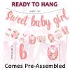 Pre-Strung Baby Shower Sweet Baby Girl Banner | Rose Gold Glittery Letters | Gender Reveal & Sprinkle Decorations view 2