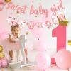 Pre-Strung Baby Shower Sweet Baby Girl Banner | Rose Gold Glittery Letters | Gender Reveal & Sprinkle Decorations view 4