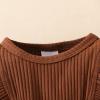 0 18 Months Baby Girl Fall Winter Outfit Long Sleeve Peplum Bow Romper Dress Jumpsuit Clothes with (Brown, 9-12 Months) view 4