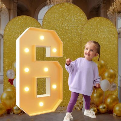 2.3Ft Light Up Numbers 6 Marquee Number Giant Mosaic Numbers Frame Diy Frame Pre-cut Foam Boath Kit Birthdays Decorations Large Number Cardboard White