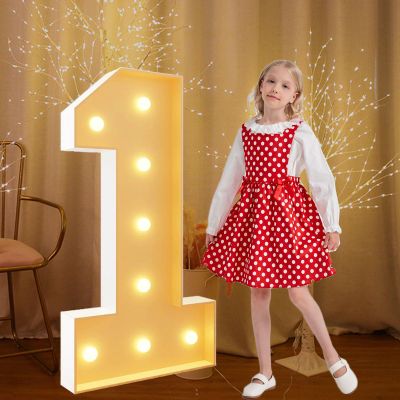 120cm/4FT Marquee Light Up Number 1 White Large Pre-cut Foam Board Mosaic Number for 1st 21st Birthdays, Weddings, Baby Anniversaries, Party Decoration