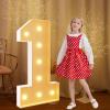 120cm/4FT Marquee Light Up Number 1 White Large Pre-cut Foam Board Mosaic Number for 1st 21st Birthdays, Weddings, Baby Anniversaries, Party Decoration view 1