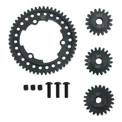 52T 1 Mod Hardened Steel Spur Gear with 18T+20T+22T Motor Pinion Gear for Traxxas 1/5 X-Maxx 1/7 XO-1 1/10 Maxx 1/10 E-REVO 2.0 VXL, Replace 6447 (52T)