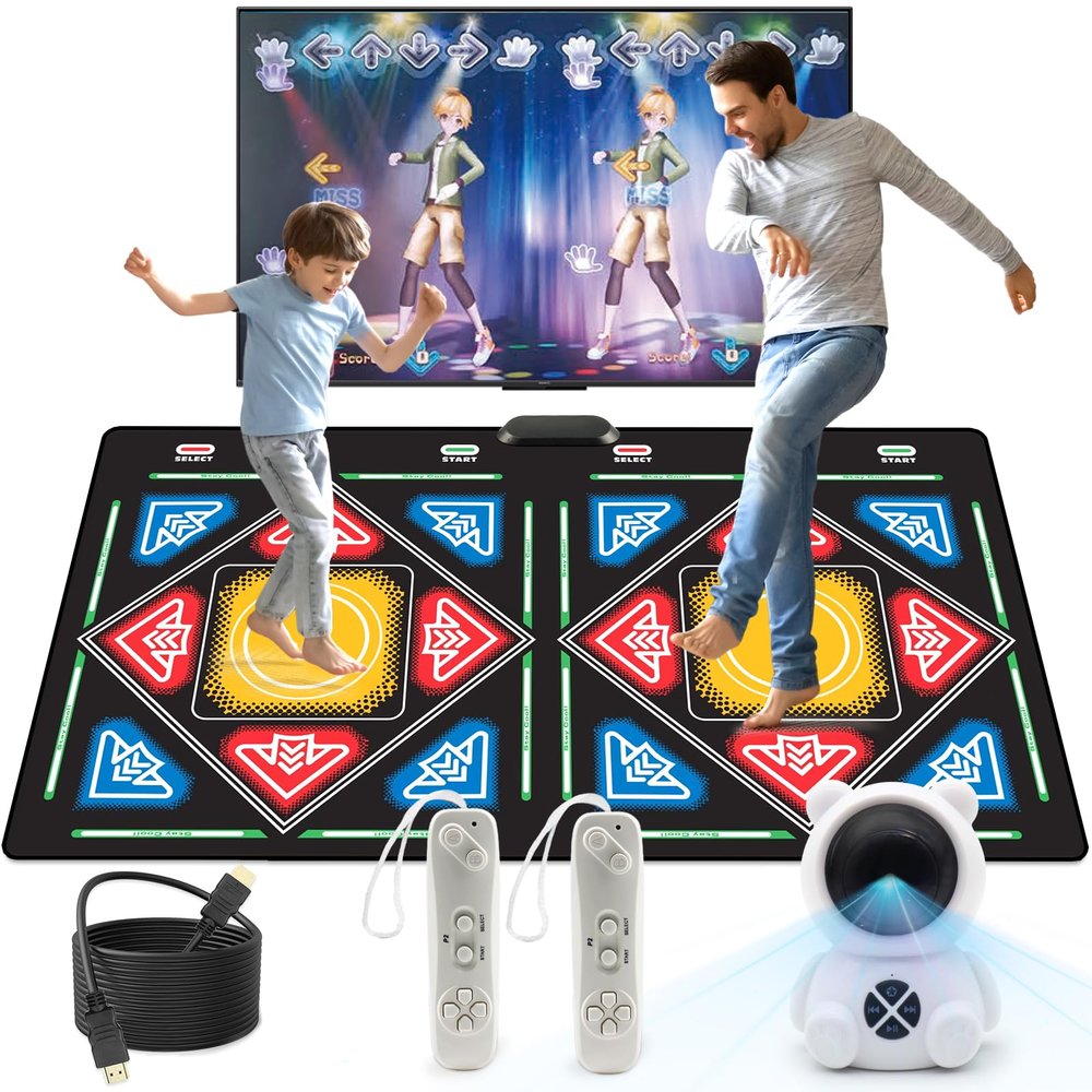 Tucraew Dance Mat, Electronic Dance Mat for TV with HD Camera, Wireless Double User Dance Mat with Game Controller, Non-Slip Dance Pad for Kids Adults, Christmas Birthday Gifts for Girls Boys