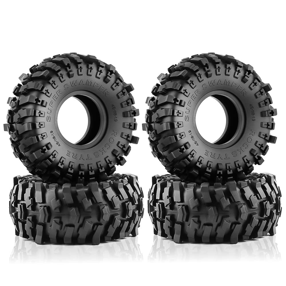 4PCS RC Crawler 118mm Rubber Tires 1.9 inch Wheels Tyres Set for 1:10 RC Rock Crawler Car for Axial SCX10 D90 TF2 Tamiya TRX-4 Parts