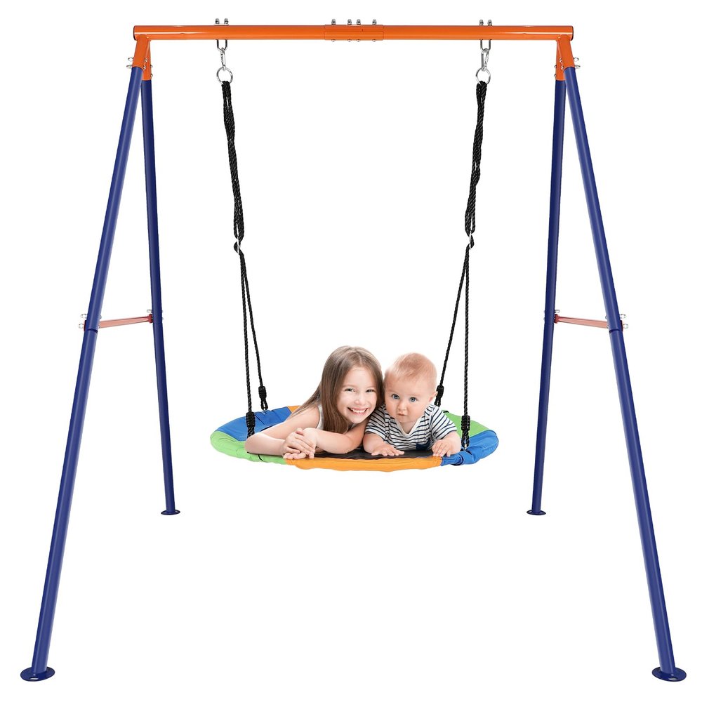 40 Saucer Swing with Stand for Kids Outdoor, 500lbs Swing Set with Heavy Duty Metal Swing Stand for Backyard, Safe Waterproof Round Swing,Outdoor Kids Play Equipment