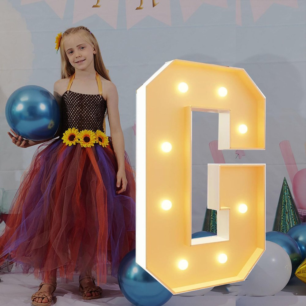 2.3Ft/70cm Tall Light Up Letters G Birthday Decoration Pre-cut Frame Foam Cardboard Kit Large Mosaic Letters for Wedding Baby Shower Party Decor