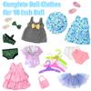Zecckige 18 inch Doll Clothes and Accessories for American 18 Inch Dolls Girl Clothing Gift, 18Pcs Complete Set Clothing with Outfits, Dress, Shoes, Swimsuit, Underwear, Hat, Handbag, Clothes Hangers view 2