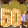 3.3Ft Light Up Numbers 50 Marquee Number Giant Mosaic Numbers Frame Diy Frame Pre-cut Foam Boath Kit Birthdays Decorations Large Number Cardboard White view 1