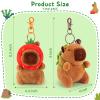 Achwishap 2PCS Capybara Plush Keychain,Cute Keychain Capybara Stuffed Animal,Soft Capybara Plush Toys Key Chain,Kawaii Plushie Stuffed Toys for Kid Birthday Gift Adult Valentine(Turtle,Strawberry Hat) view 2