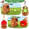 Achwishap 2PCS Capybara Plush Keychain,Cute Keychain Capybara Stuffed Animal,Soft Capybara Plush Toys Key Chain,Kawaii Plushie Stuffed Toys for Kid Birthday Gift Adult Valentine(Turtle,Strawberry Hat) view 4
