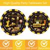 132 Pcs Construction 1st Birthday Party Supplies Dump Truck Theme One Tableware Includes Hanging Swirl, Banner, Plates, Cups, Tablecloth for Boys Im Digging Being 1 Birthday Party Decorations Favors view 3