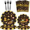 132 Pcs Construction 5th Birthday Party Supplies Dump Truck Theme Five Tableware Includes Hanging Swirl, Banner, Plates, Cups, Tablecloth for Boys Construction Five Years Old Bday Party Decorations view 2