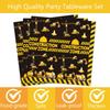 132 Pcs Construction 5th Birthday Party Supplies Dump Truck Theme Five Tableware Includes Hanging Swirl, Banner, Plates, Cups, Tablecloth for Boys Construction Five Years Old Bday Party Decorations view 4