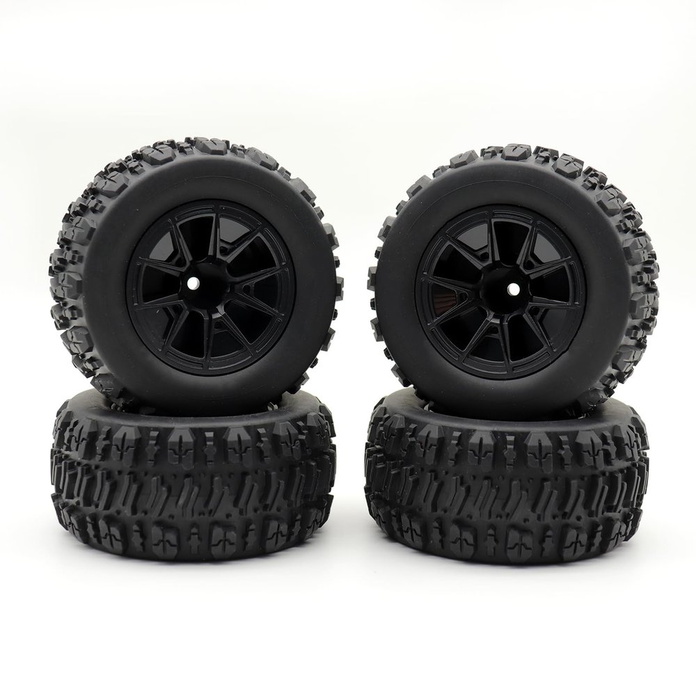 4PCS 12mm Hex 90mm (3.54") RC Wheels Monster Truck Tire Set for 1/14 Hyper Go H14BM 14210, Wltoys 144001 144010 RC Car (90mm Monster Truck Tires G)