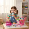 Kids Shopping Cart Toy Set for Ages 3+, Cash Register with Sound Effects, Calculator, Scanner, Play Food & Money, 40+ Pretend Play Pieces view 1