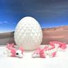 3D Printed Dragon with Dragon Egg, Articulated Mother and Child White and Pink Axolotl Dragons, Fidget ADHD Autism Toy, Executive Desk Toy MCDD041-BD008-PNK-WE view 3