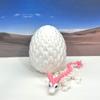 3D Printed Dragon with Dragon Egg, Articulated Mother and Child White and Pink Crystal Dragons, Fidget ADHD Autism Toy, Executive Desk Toy MCDD062WP-BD007WP-CRY view 4