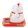 Lucky Cat Figurine, Solar Powered Welcome Cat, Adorable Waving Lucky Cat Home Car Decoration (White) view 2