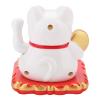 Lucky Cat Figurine, Solar Powered Welcome Cat, Adorable Waving Lucky Cat Home Car Decoration (White) view 3